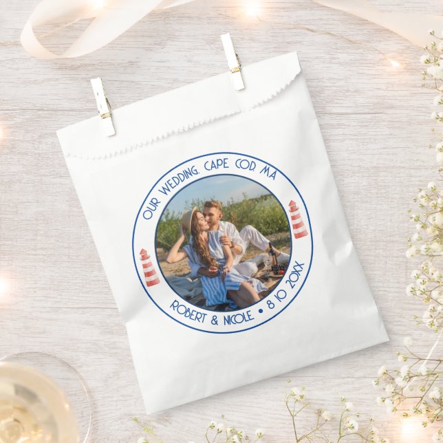 Papel Bolsa de Favor del Boda de Cape Cod (Cortado)