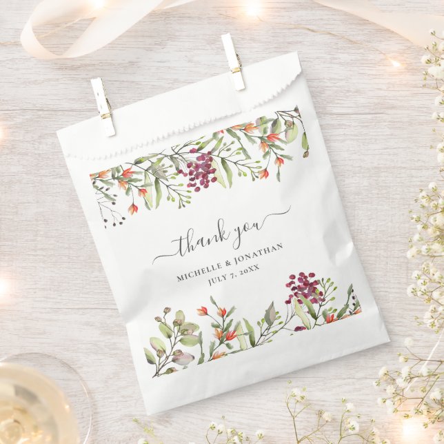 Papel Bolsa de Favor del Boda de Flor Silvestre Meadow (Cortado)
