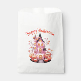 Papel Bolsa de Favor del Castillo de Halloween Rosa