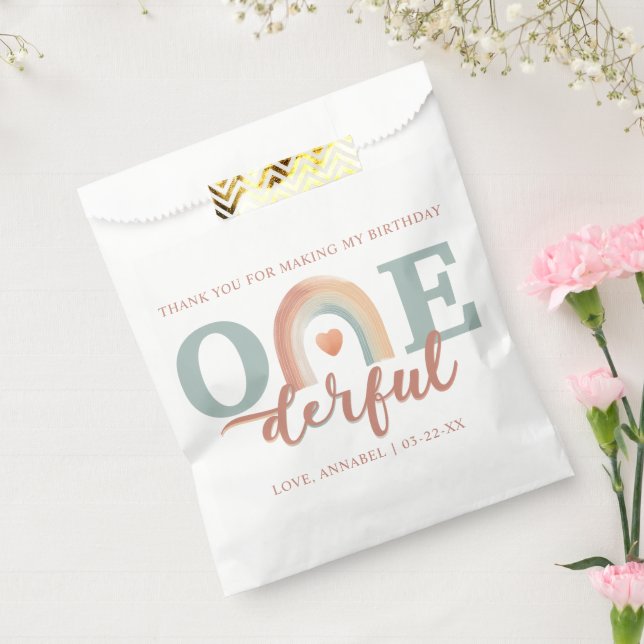 Papel Bolsa de Favor del Cumpleaños del Boho Arcoiris -  (Sellado)