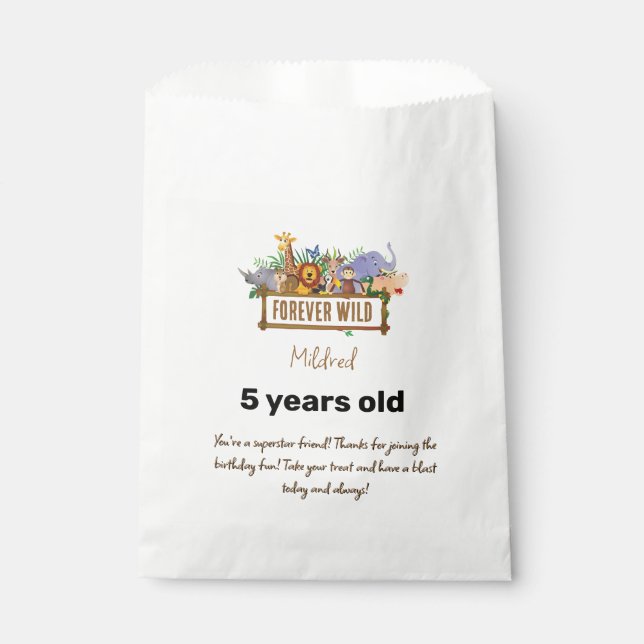 Papel Bolsa de Favor del Cumpleaños Salvaje para siempre (Anverso)