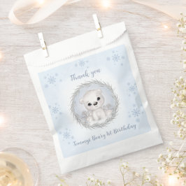 Papel Bolsa de Favor del Oso Azul de Invierno Beary 1er