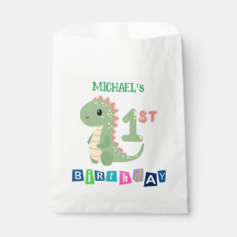 Papel Bolsa de Favor del Primer Cumpleaños de Dinosaurio