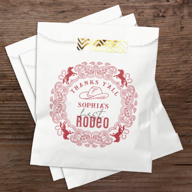 Papel Bolsa de Favor del Primer Cumpleaños del Rodeo Oes (1st Rodeo Birthday Favor Bag)