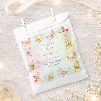 Papel Bolsa de Favor Elegante Mariposa Niña Cumpleaños 1