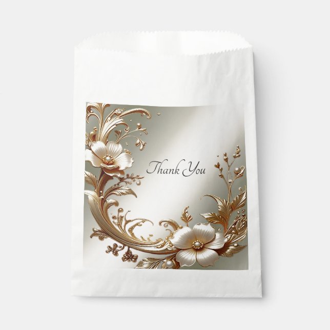 Papel Bolsa de Favor Floral Dorada (Anverso)