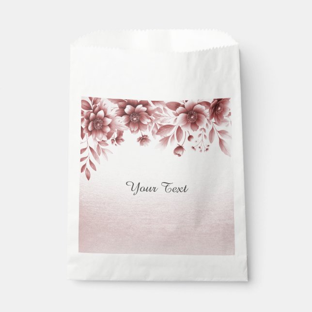 Papel Bolsa de Favor Floral Dusty Rosa (Anverso)