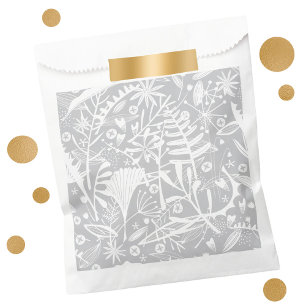 Papel Bolsa de Favor Floral Gris Gris Botánico