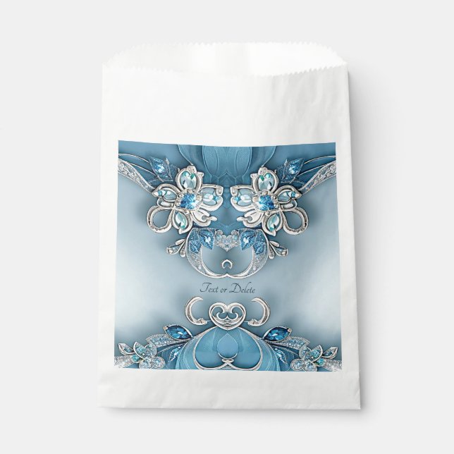 Papel Bolsa de Favor Floral Ornate Azul (Anverso)