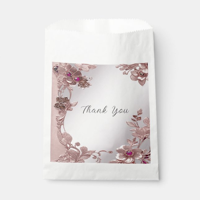 Papel Bolsa de Favor Floral Ornate Rosa (Anverso)