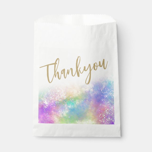 Papel Bolsa de Favor Opal Glitter Rainbow Thankyou (Anverso)