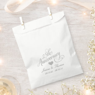 Papel Bolsa de Favor para Bodas de Plata 25 Aniversario
