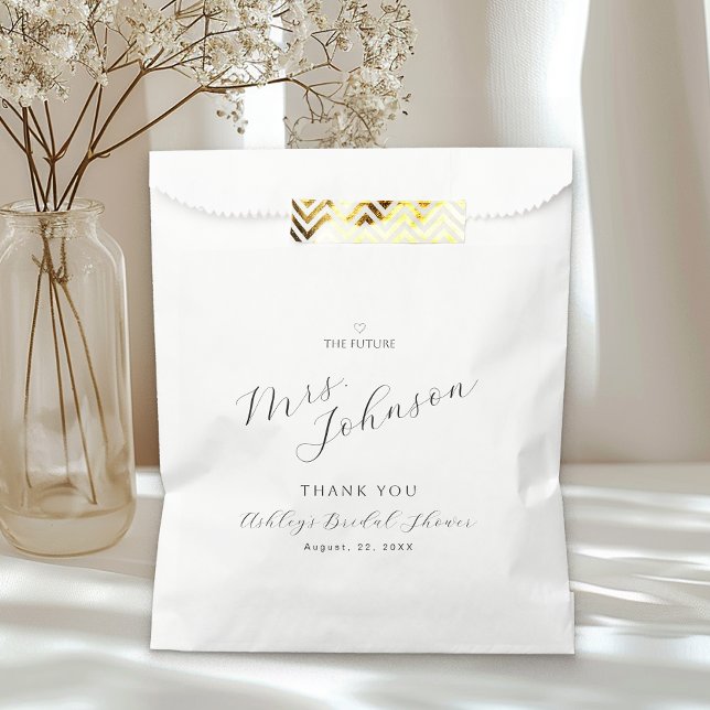 Papel Bolsa de Favor para Despedida de Soltera Minimalis (Simple Bridal Shower Favor Bag)