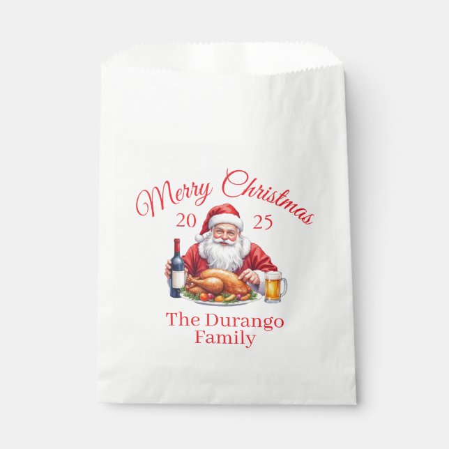Papel Bolsa de favor personalizable de Papá Noel alegre  (Anverso)