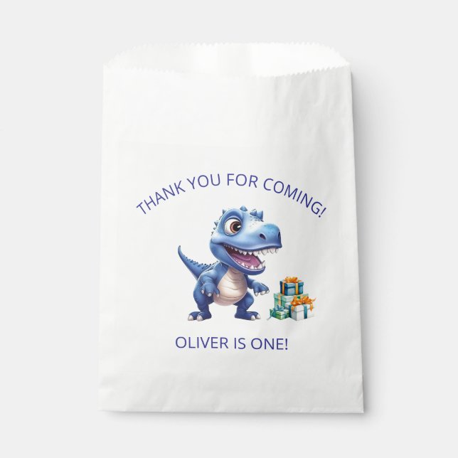 Papel Bolsa de Favor Personalizada Cumpleaños 1 Dinosaur (Anverso)