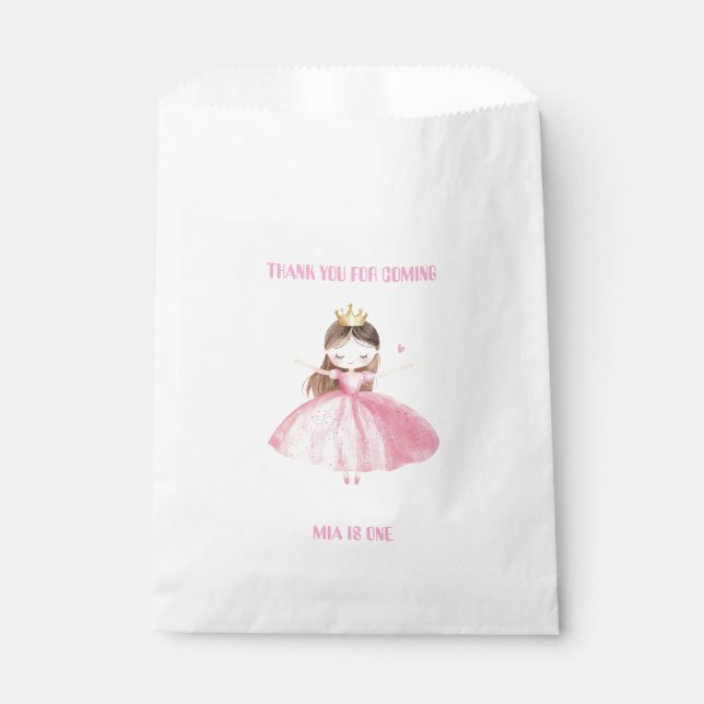 Papel Bolsa de Favor Personalizada Cumpleaños Princesita (Anverso)
