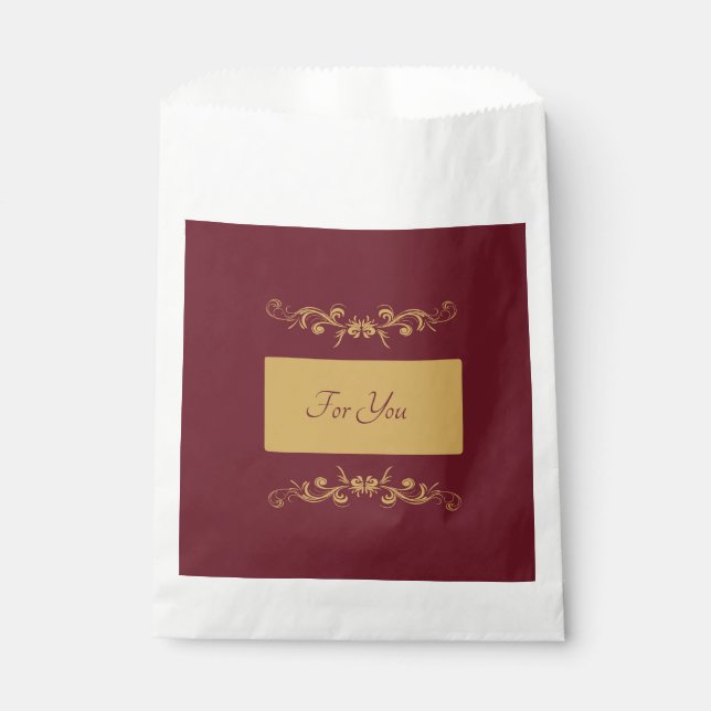 Papel Bolsa de Favor Personalizada de Burdeos (Anverso)