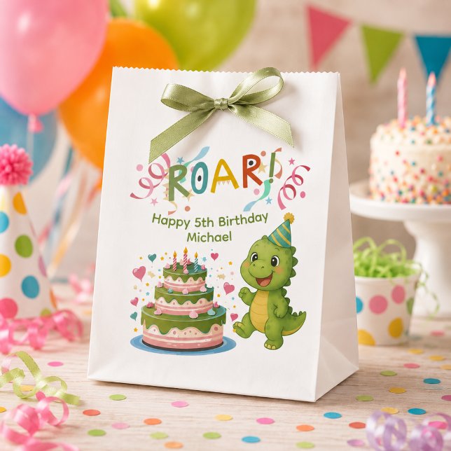 Papel Bolsa de Favor Personalizada de Dinosaurio para Cu (Subido por el creador)