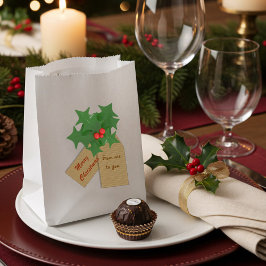 Papel Bolsa de Favor Personalizada de Feliz Navidad Holl