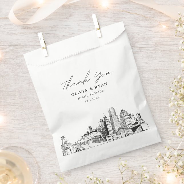 Papel Bolsa de Favor Personalizada del Boda de Miami (Cortado)