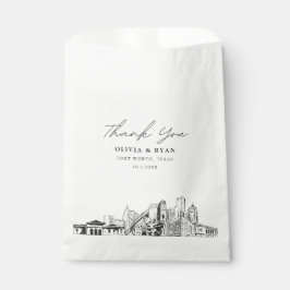 Papel Bolsa de Favor Personalizada Fort Worth Boda Skyli