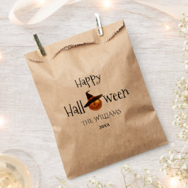 Papel Bolsa de Favor Personalizada para Calabaza Feliz H