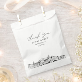 Papel Bolsa de Favor Personalizada Pasadena Boda Skyline