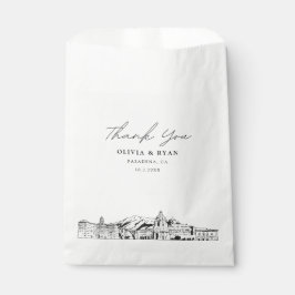 Papel Bolsa de Favor Personalizada Pasadena Boda Skyline