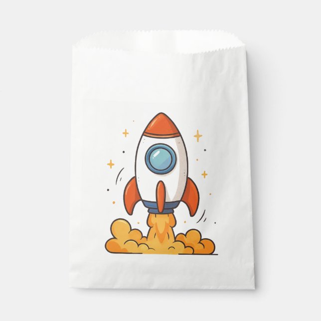 Papel Bolsa de favores BLAST-OFF de Rocketship (Anverso)
