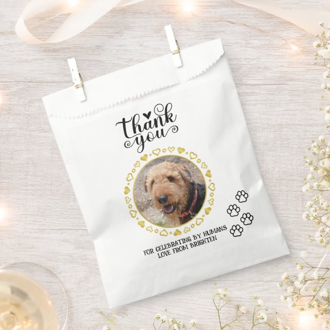 Papel Bolsa de favores de boda con la foto de tu perro o (Cortado)
