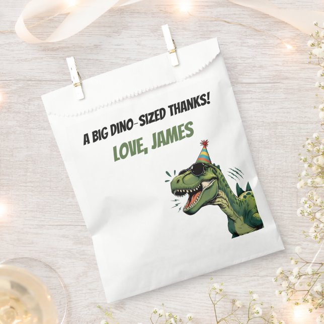 Papel Bolsa de Favores de Cumpleaños de Dinosaurio para  (Cortado)