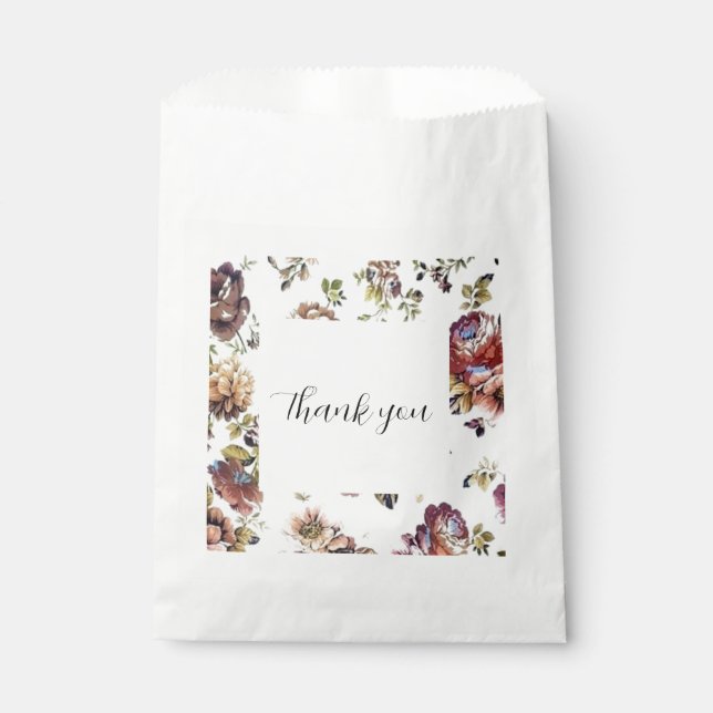 Papel bolsa de favores de diseño floral (Anverso)