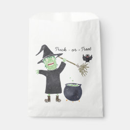 Papel Bolsa de favores divertida de Halloween con bruja