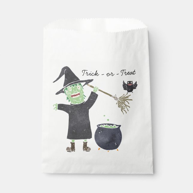 Papel Bolsa de favores divertida de Halloween con bruja (Anverso)