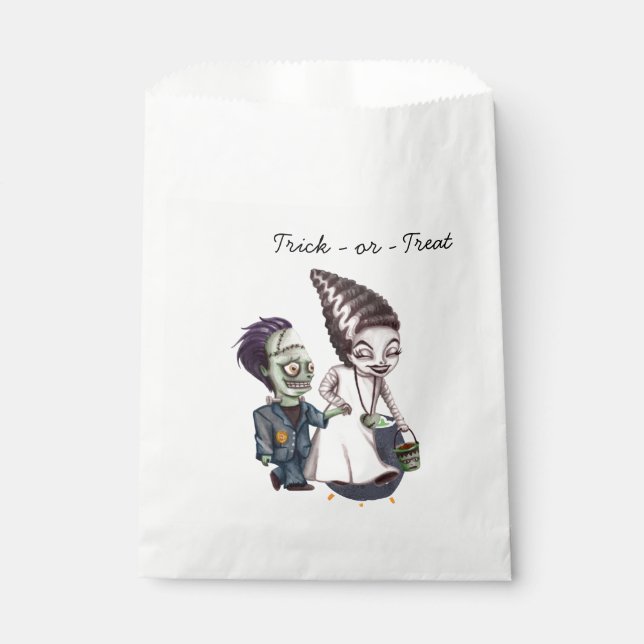 Papel Bolsa de Favores Divertida de Halloween con Novia  (Anverso)