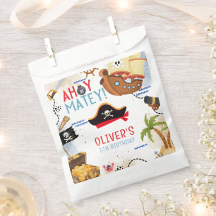 Papel Bolsa de Favores Pirata Ahoy Matey, Cumpleaños Pir