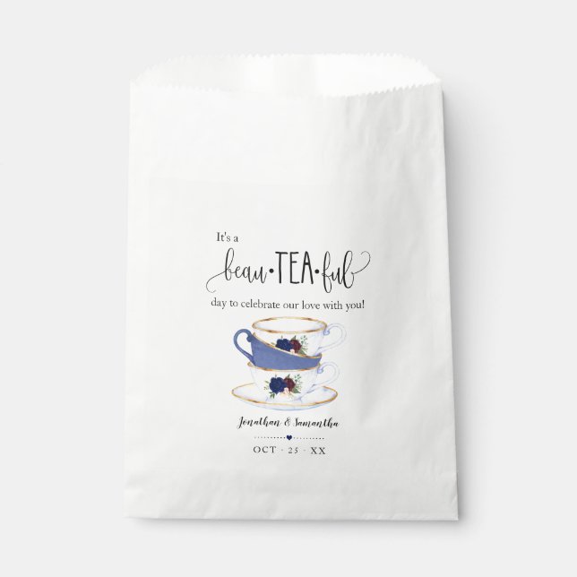 Papel Bolsa de favoritas de té bolsos de boda floral de  (Anverso)