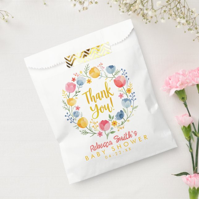 Papel Bolsa de favoritos de Baby Shower con flores de pr (Sellado)