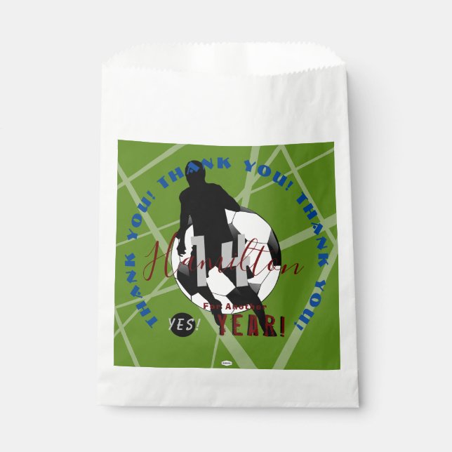 Papel Bolsa de favoritos de cumpleaños con tema de fútbo (Anverso)