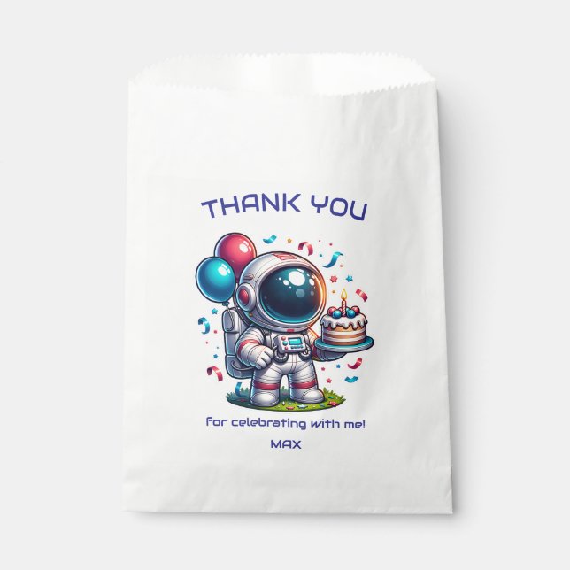 Papel Bolsa de Favoritos de Cumpleaños de Astronauta Exp (Anverso)