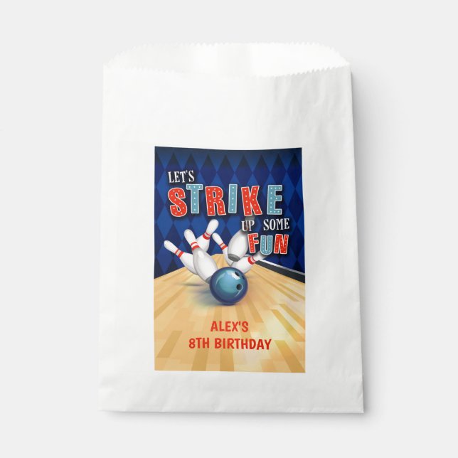 Papel Bolsa de favoritos de cumpleaños de boliche - chic (Anverso)
