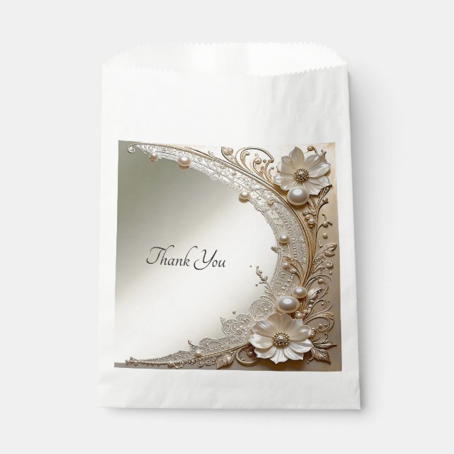 Papel Bolsa de Favoritos de Flores Blancas Modernas Perl (Anverso)