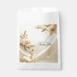 Papel Bolsa de Favoritos de Flores Blancas y Doradas