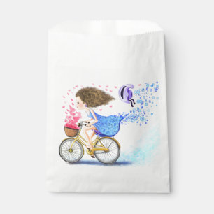 Papel Bolsa de Favoritos de Niña Feliz con Bicicleta