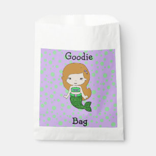 Papel Bolsa de Goodie de la sirena verde y púrpura
