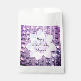 Papel Bolsa de la Favor del Cumpleaños Purple y Rosa Ele