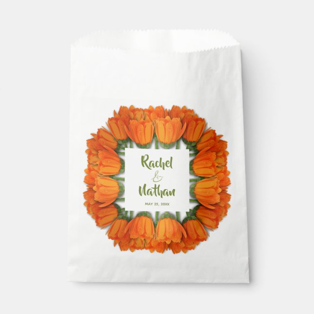 Papel Bolsa de naranja Tulips Bridal Shower Favor (Anverso)