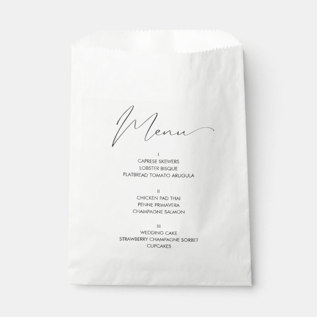 Papel Bolsa de pan de menú Boda de guión moderno (Anverso)