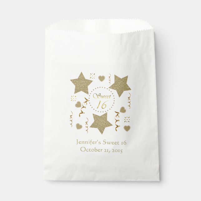 Papel Bolsa de Personalizado Favor de Dulce Festive 16 (Anverso)
