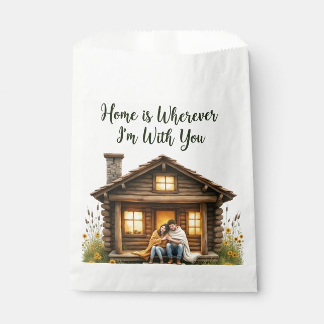 Papel Bolsa de recuerdo de boda rústica para invitados (Anverso)
